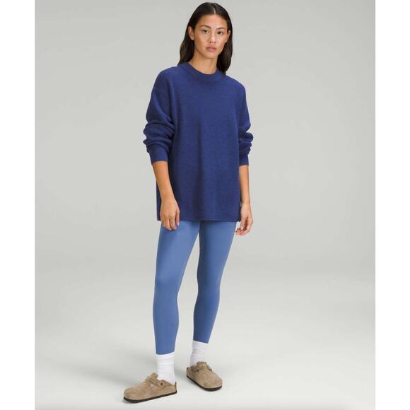LULULEMON Merino Wool-Blend Ribbed Crewneck Sweater Heather Psychic Blue {3V52} - Picture 1 of 6